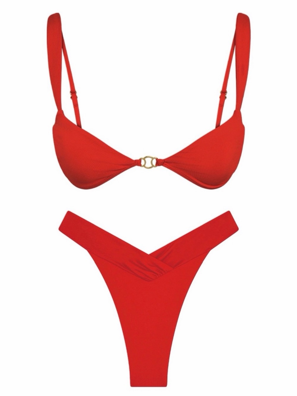 Monday Swimwear Petit Ermitage Top and Marseille Bottom in Chili
Pepper Red